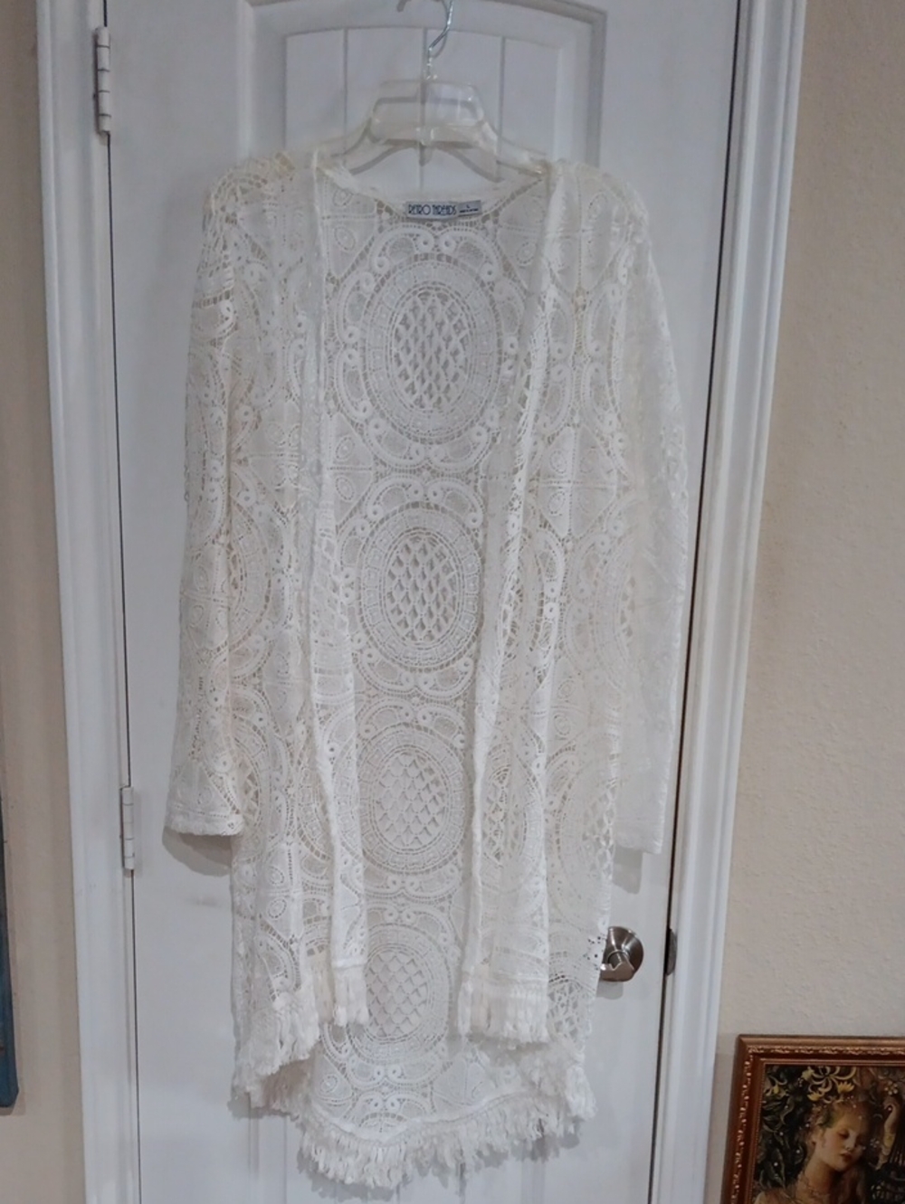 Retro Threads Boho Medallion Sheer Lace Duster L
